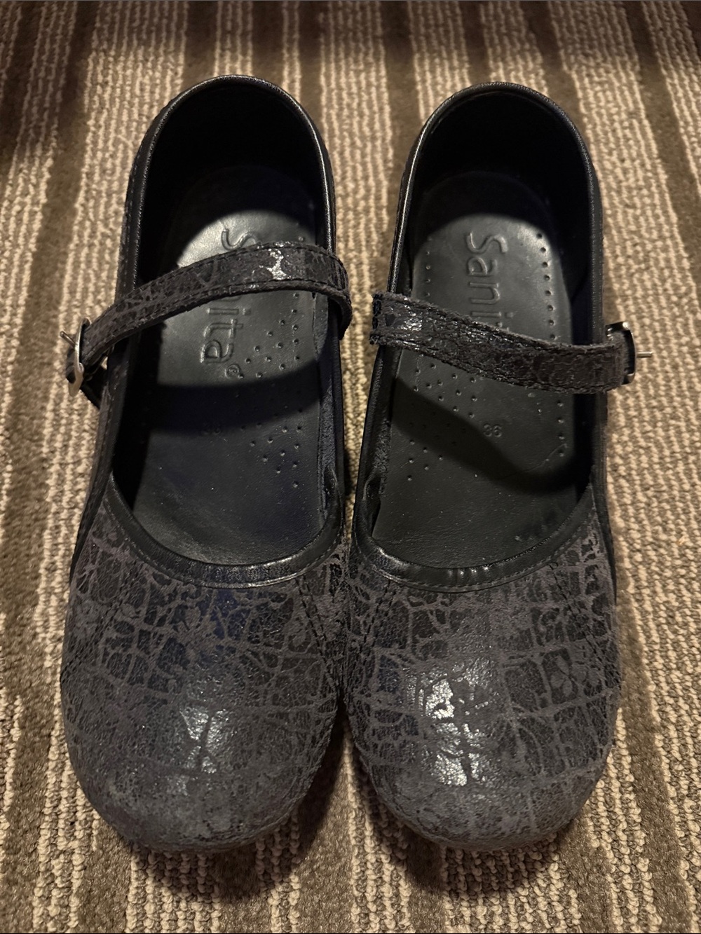 Sanita Black Textured Shoes
